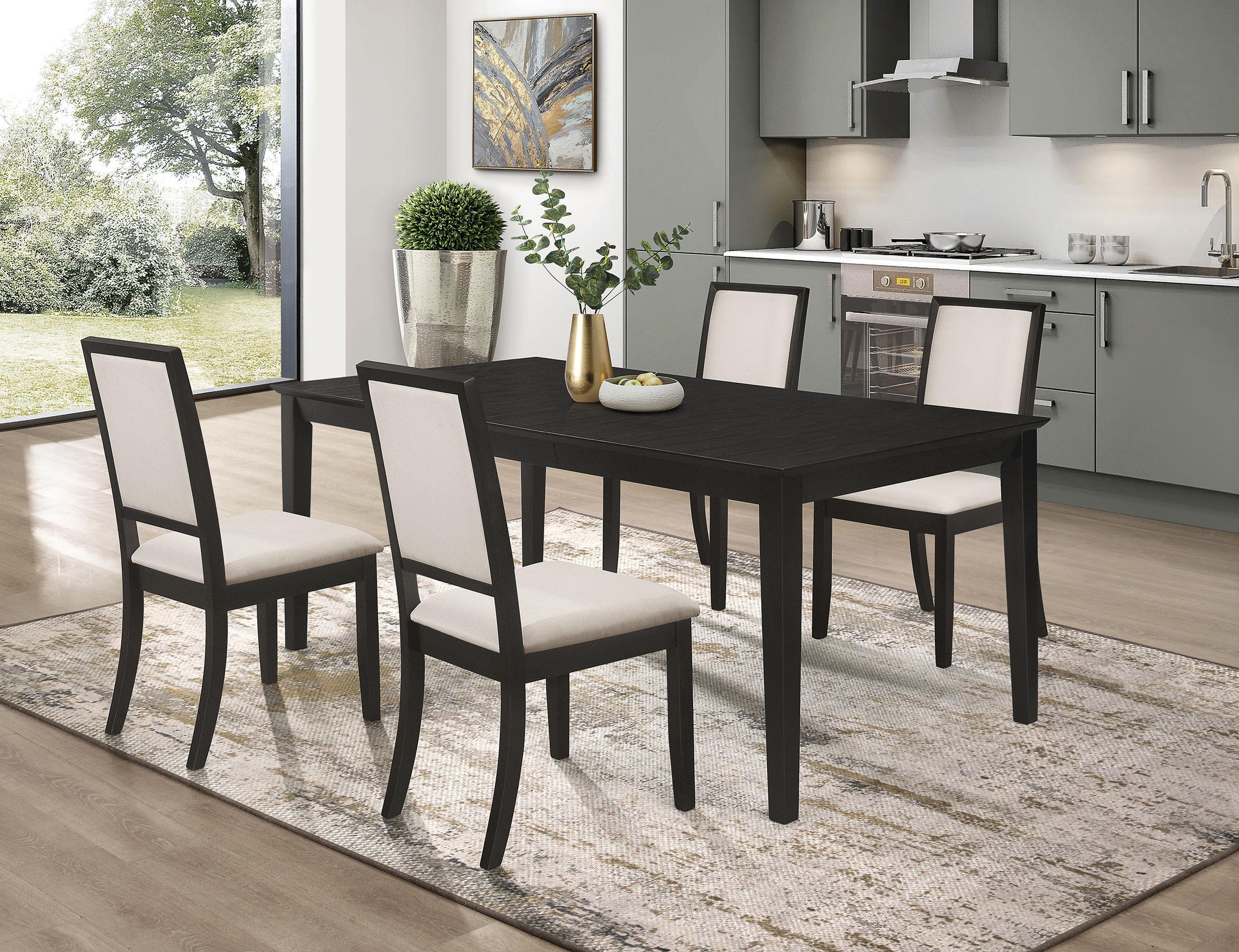 Louise 7-piece Rectangular Extension Leaf Dining Set Black