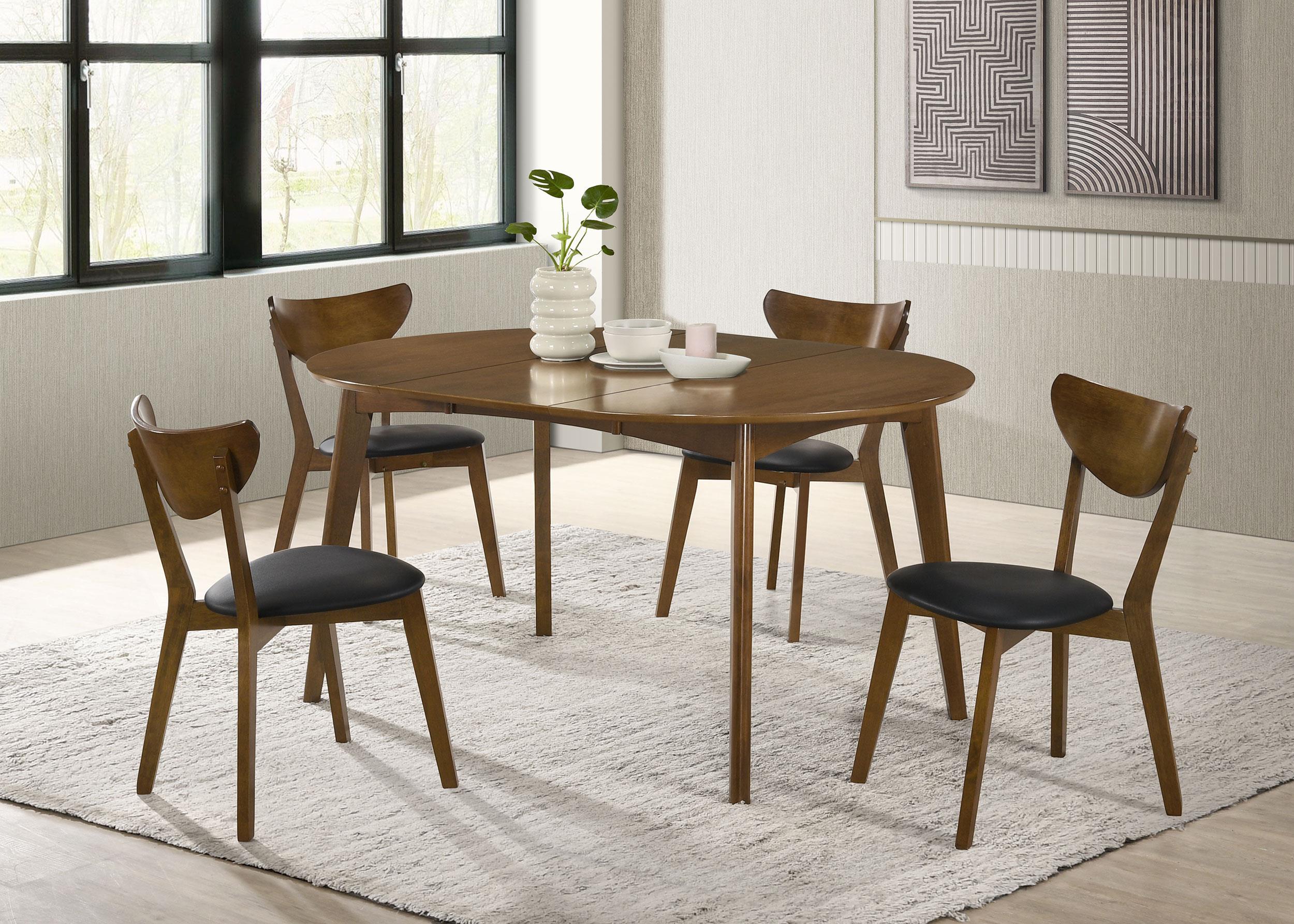 Jedda 5-piece Oval Dining Table Set Dark Walnut
