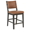 Tegan Faux Leather Upholstered Counter Height Chair Cognac (Set of 2)