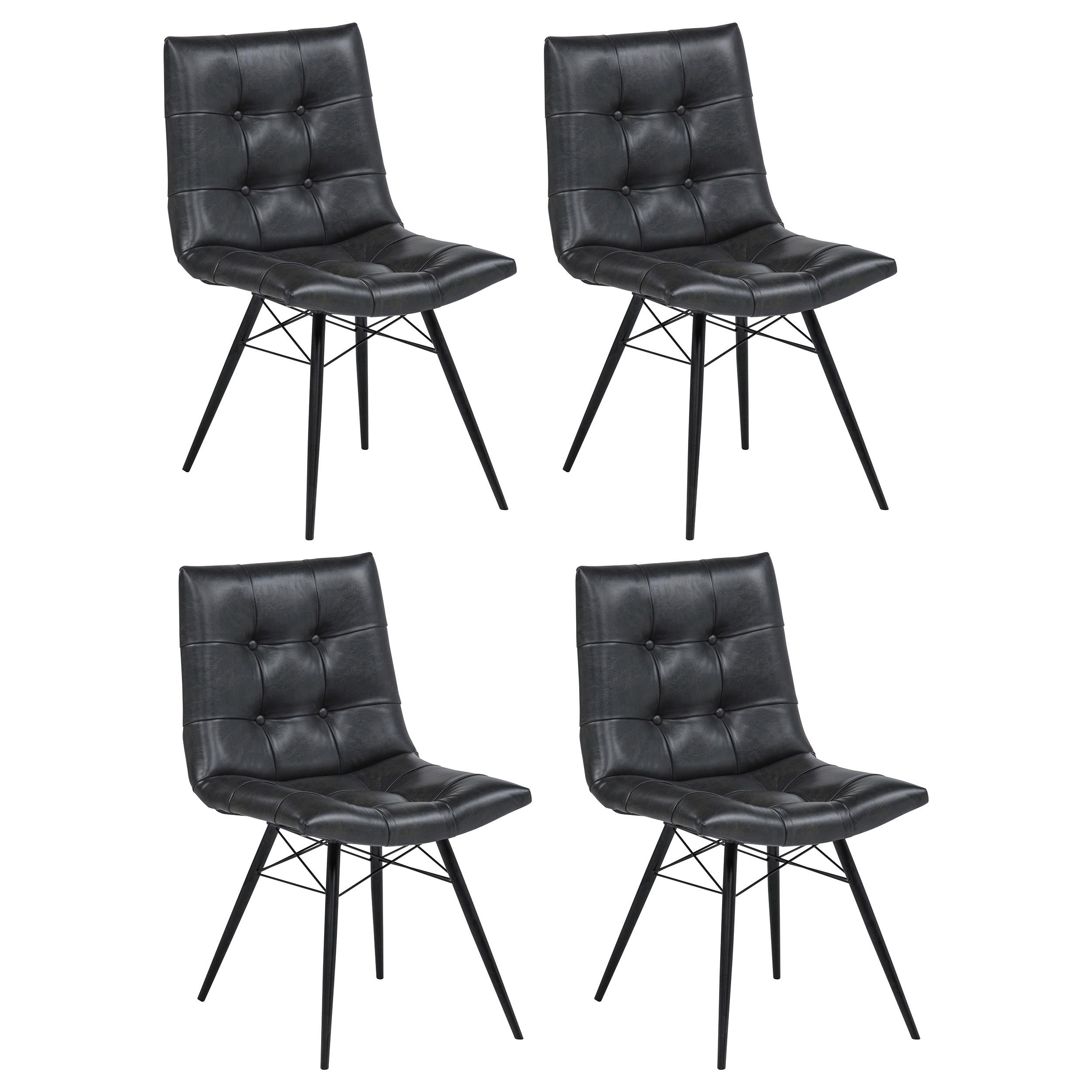 Aiken Faux Leather Upholstered Dining Side Chair Charcoal Grey (Set of 4)