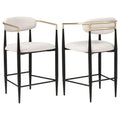 Tina Fabric Upholstered Counter Chair Beige (Set of 2)