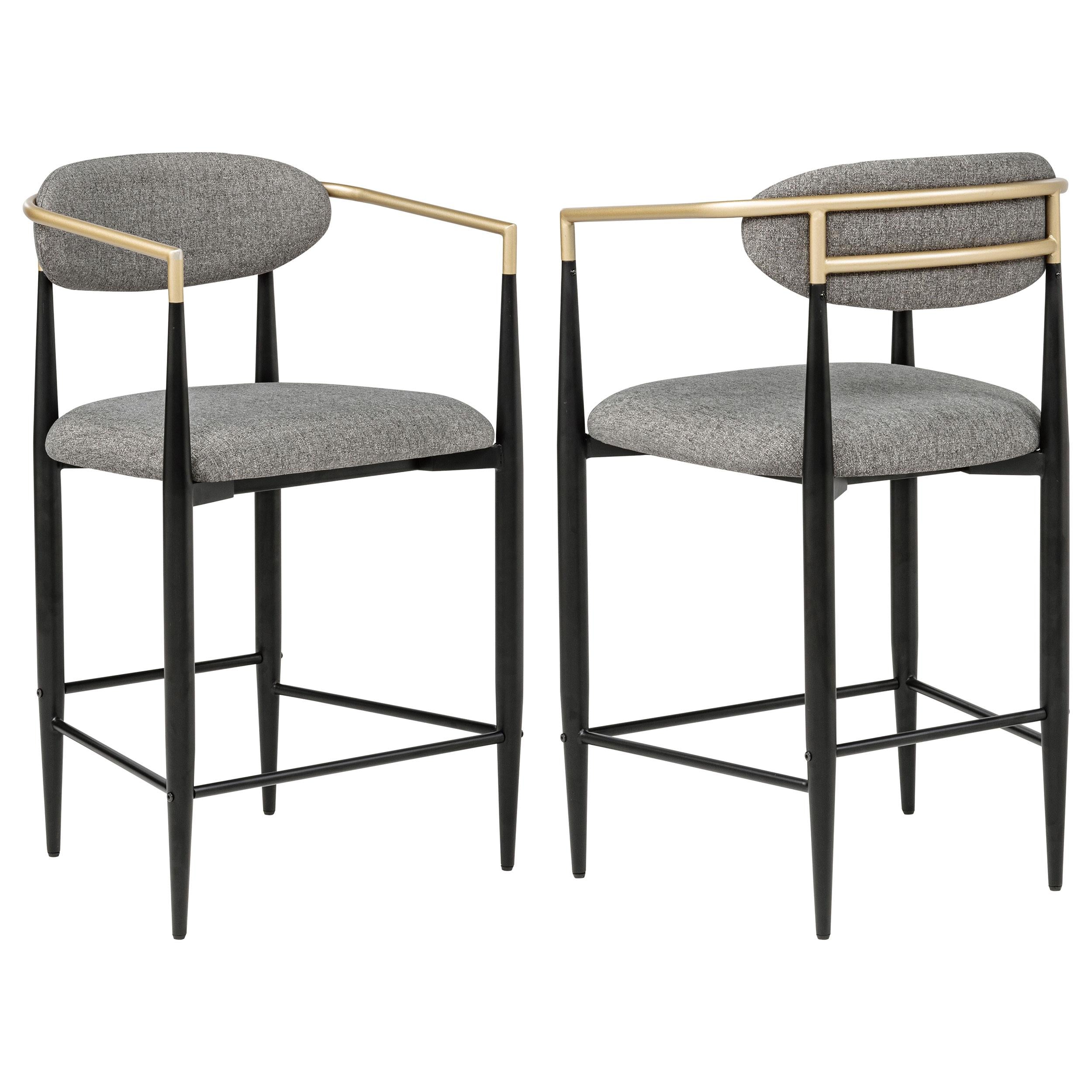 Tina Fabric Upholstered Counter Chair Dark Grey (Set of 2)