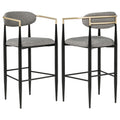 Tina Fabric Upholstered Bar Chair Dark Grey (Set of 2)