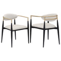 Bradbury Fabric Upholstered Dining Arm Chair Beige (Set of 2)