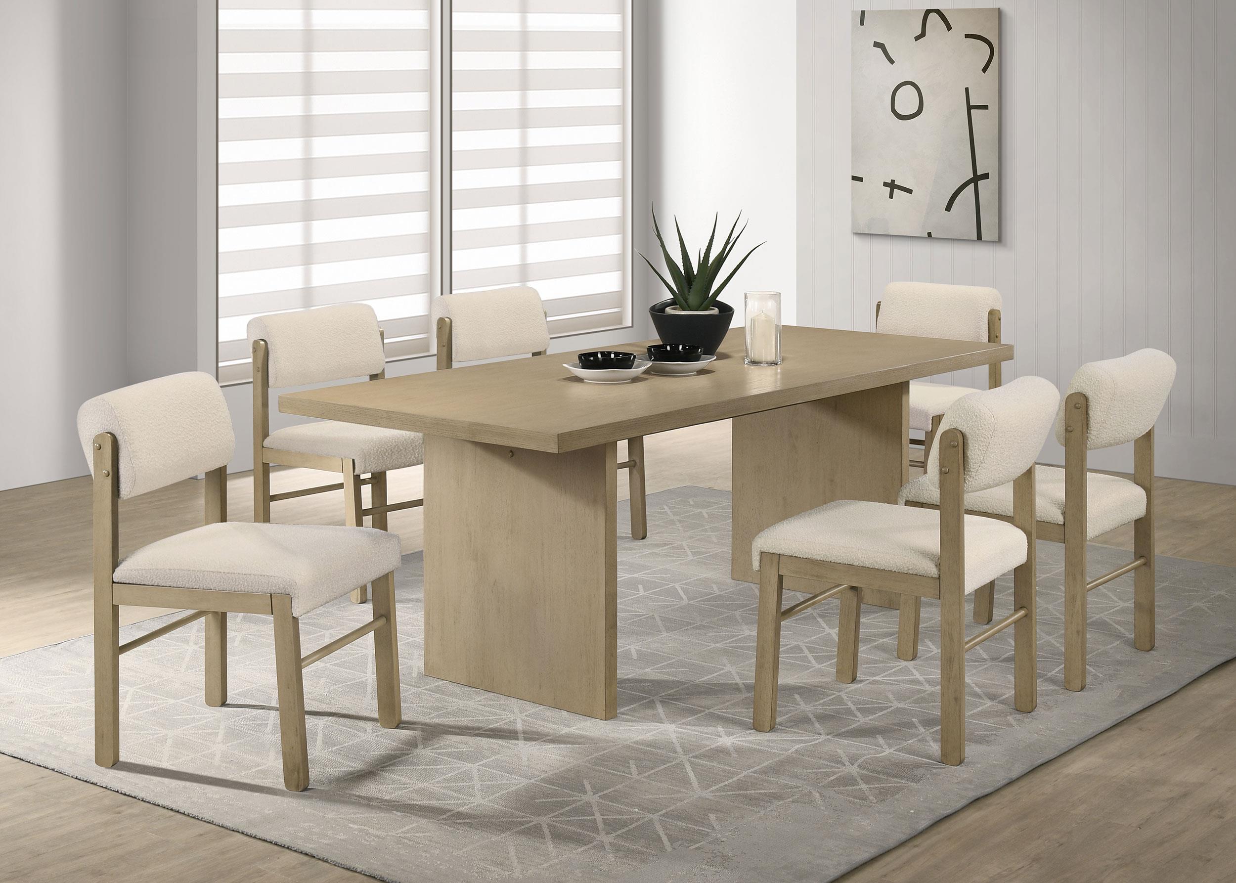 Decker 7-piece 82-inch Rectangular Dining Set Cream and Natural Oak