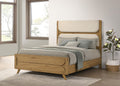 Bennett 62-inch Queen Upholstered Panel Bed Cream and Light Oak