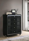 Ravenne 5-drawer Velvet Upholstered LED Chest of Drawers Black