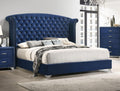 Melody Upholstered Eastern King Wingback Bed Pacific Blue