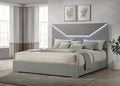 Ives Eastern King Panel Bed LED Headboard Grey High Gloss