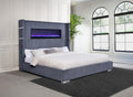 Tisdall Upholstered Eastern King Flame Visualizer Bed Grey
