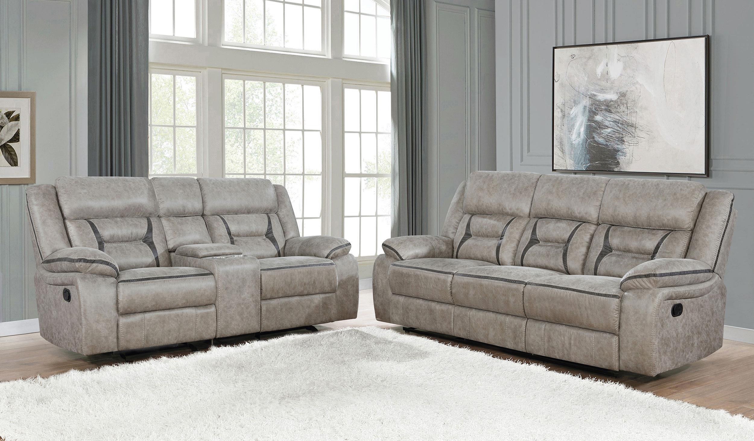 Greer 2-piece Upholstered Reclining Sofa Set Taupe