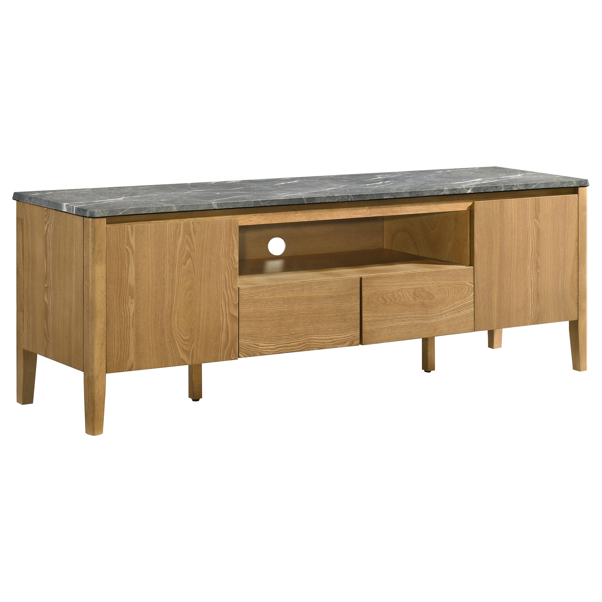 Bradley 63-inch 2-Door SmartTop TV Stand Grey and Natural
