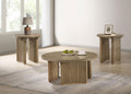 Adina 3-piece Round Coffee Table Set Distressed Light Brown