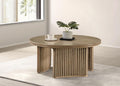 Adina 36-inch Round Wood Coffee Table Distressed Light Brown