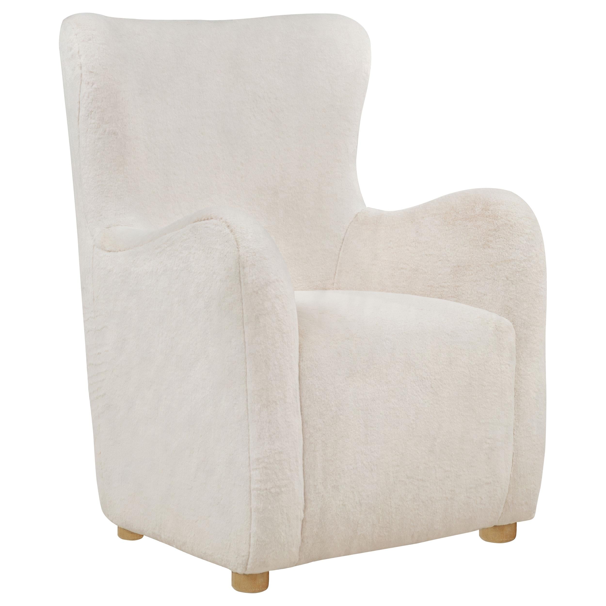 Thornton Faux Fur Upholstered Wingback Lounge Accent Chair Cream